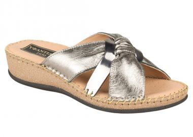 Παντόφλες γυναικείες | Δερμάτινες | Υφαντίδης | 110157 | Ασημί - Υφαντίδης - 